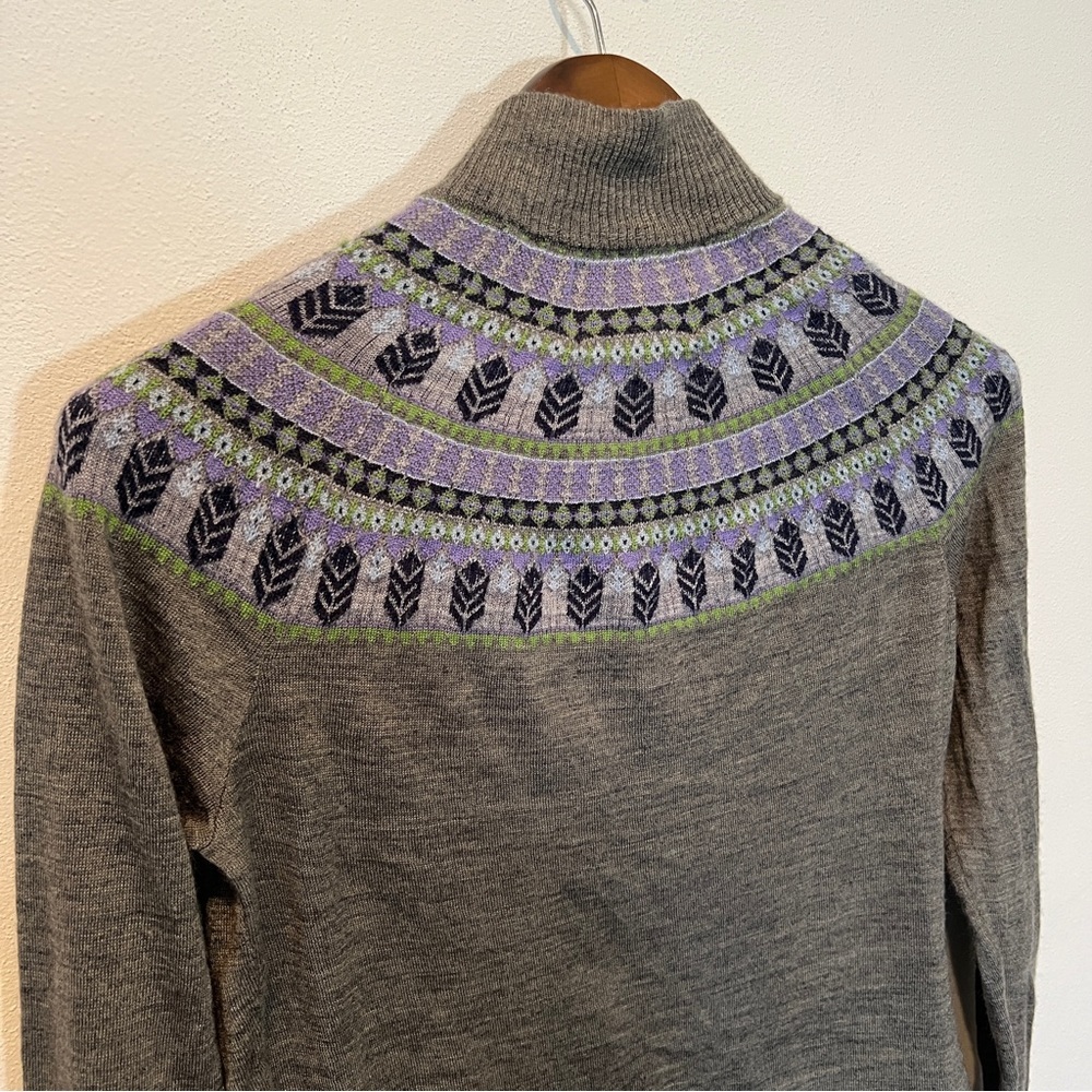 Woolrich Fair Isle Wool Blend Lightweight Zip Front Sweater Nordic - Picture 8 of 10